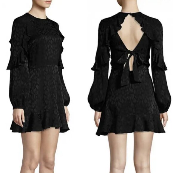 Anthropologie Flounce Mini Dress Ruffle Whimsigoth Romantic Gothic Wedding Guest - Picture 1 of 9